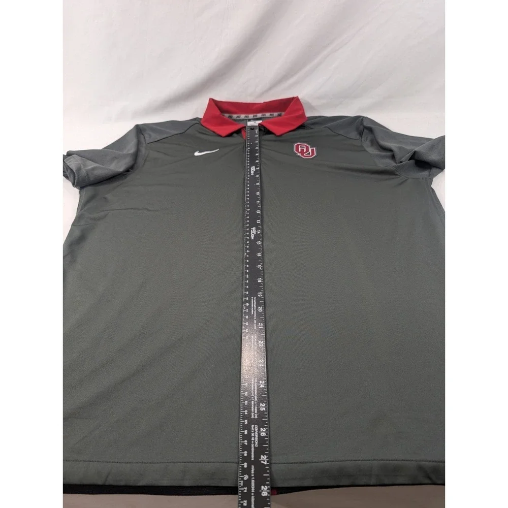 Oklahoma Sooners Nike Polo Shirt Mens XL Gray Red OU NCAA Performance Dri-FIT